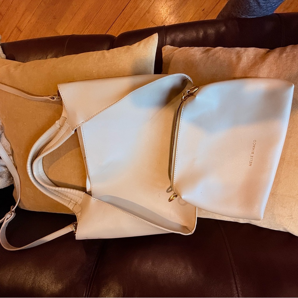 Cream Tote with Removable Pouch
